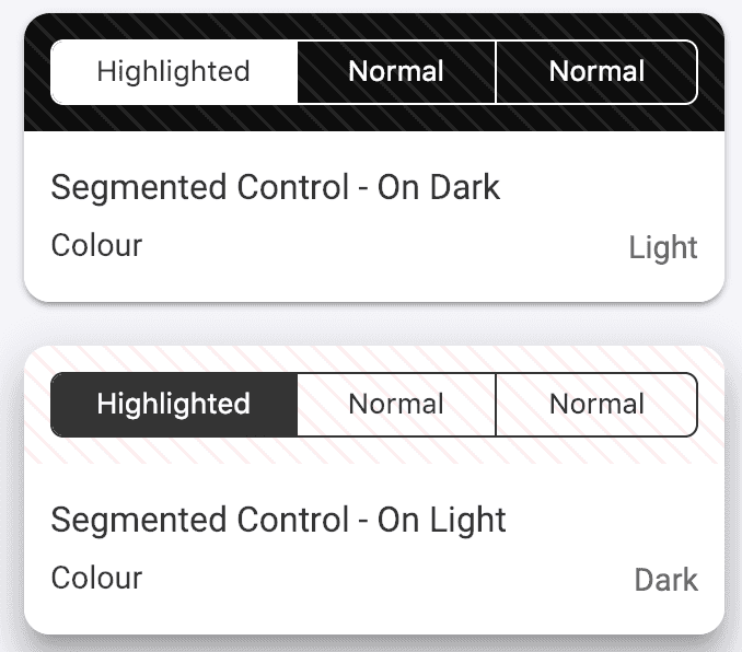 Segmented control on dark and on light
