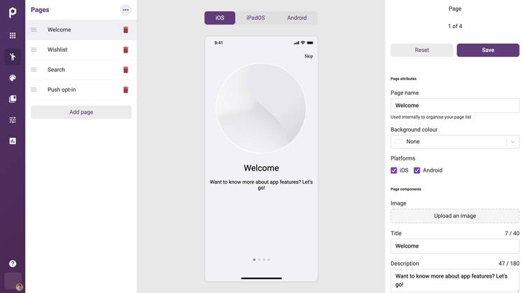 onboarding interface