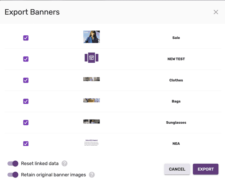 Exporting your banners